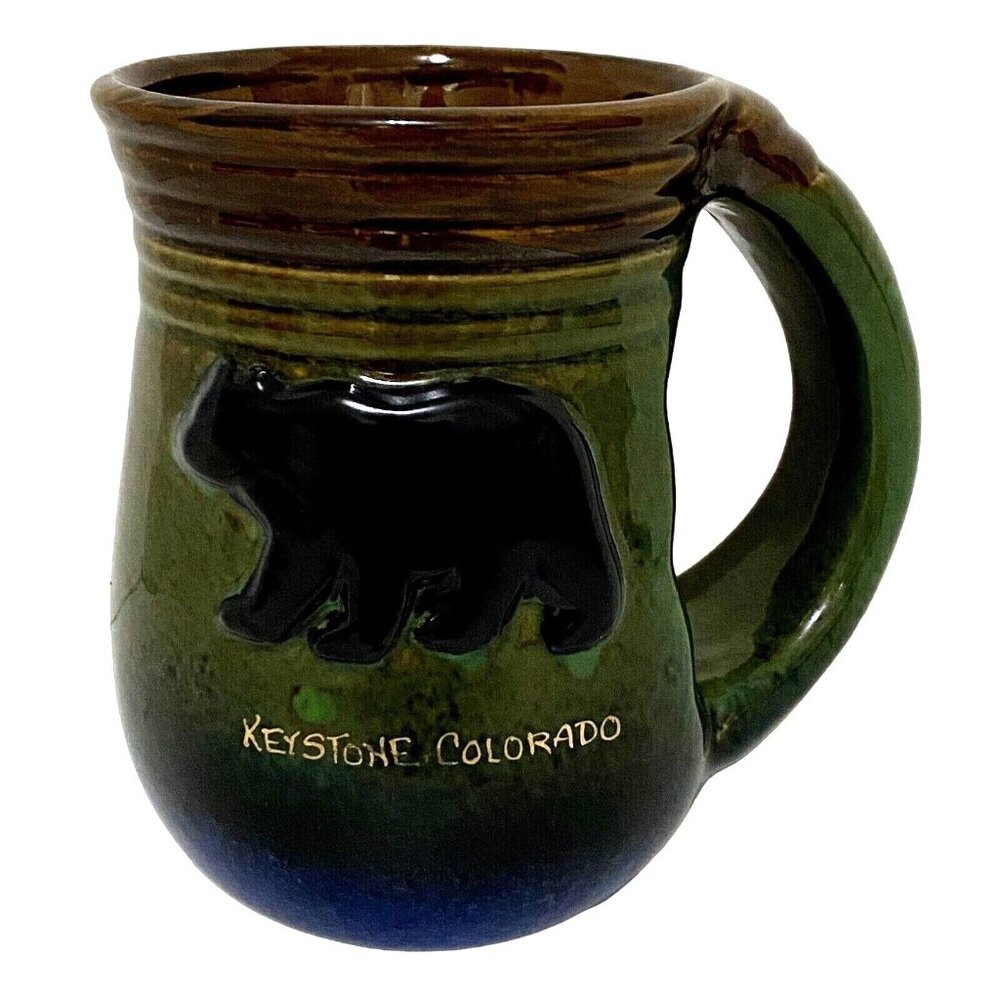 Keystone Colorado Bear Pottery Mug Artsy Boho Outdoors Travel Souvenir